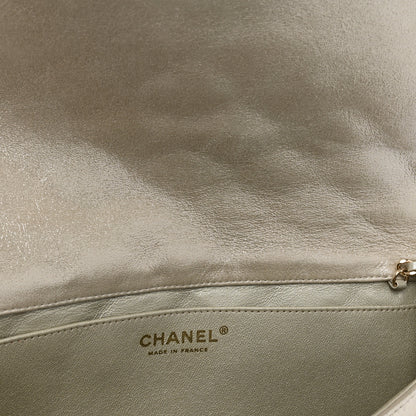 Chanel Iridescent Calfskin Quilted Clutch With Chain Flap Light Gold 10 of 12