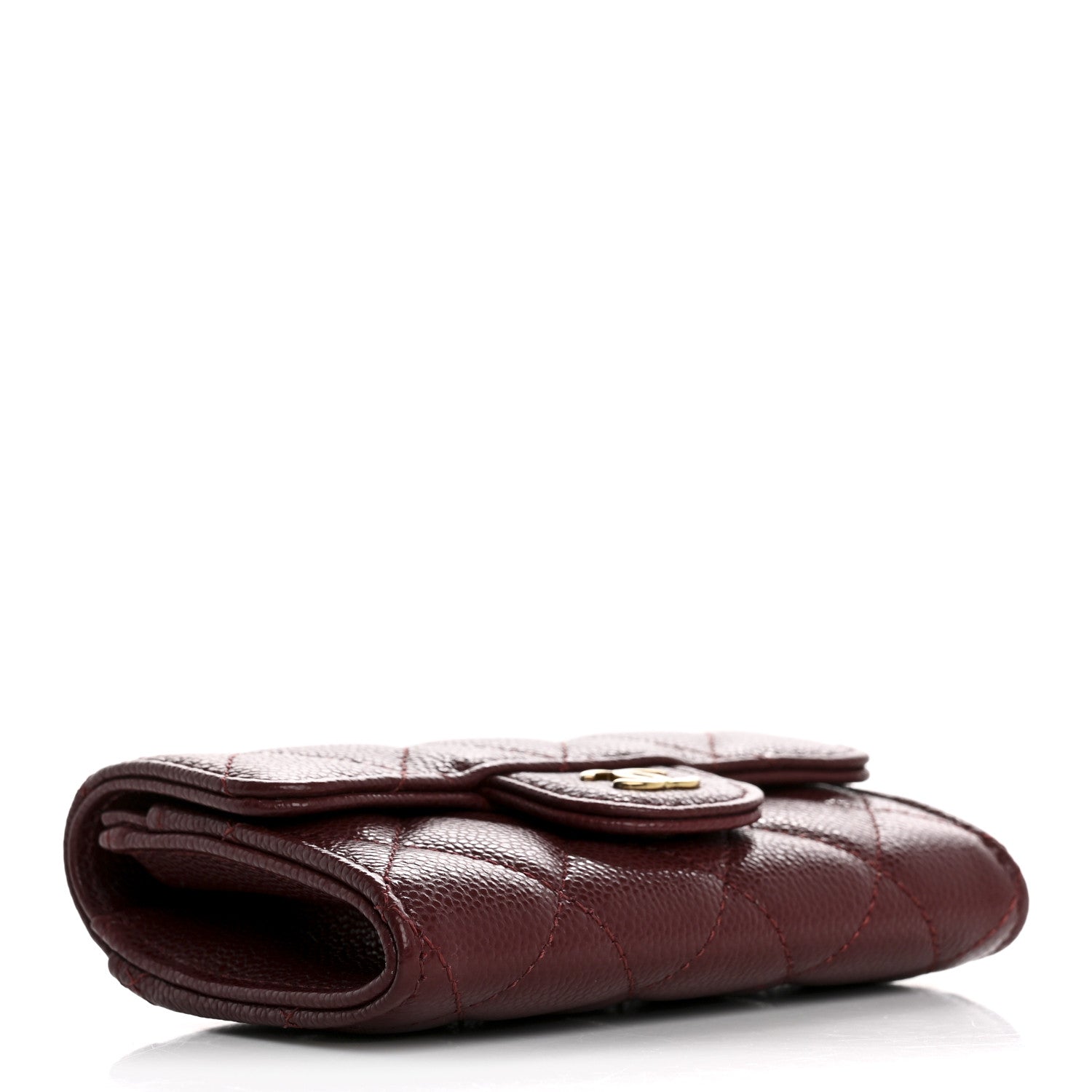 Chanel Caviar Quilted Flap Card Holder Wallet Burgundy 4 of 10