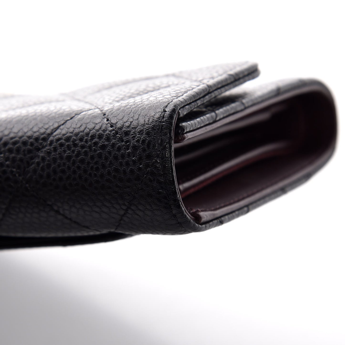 Caviar Quilted Long Flap Wallet Black