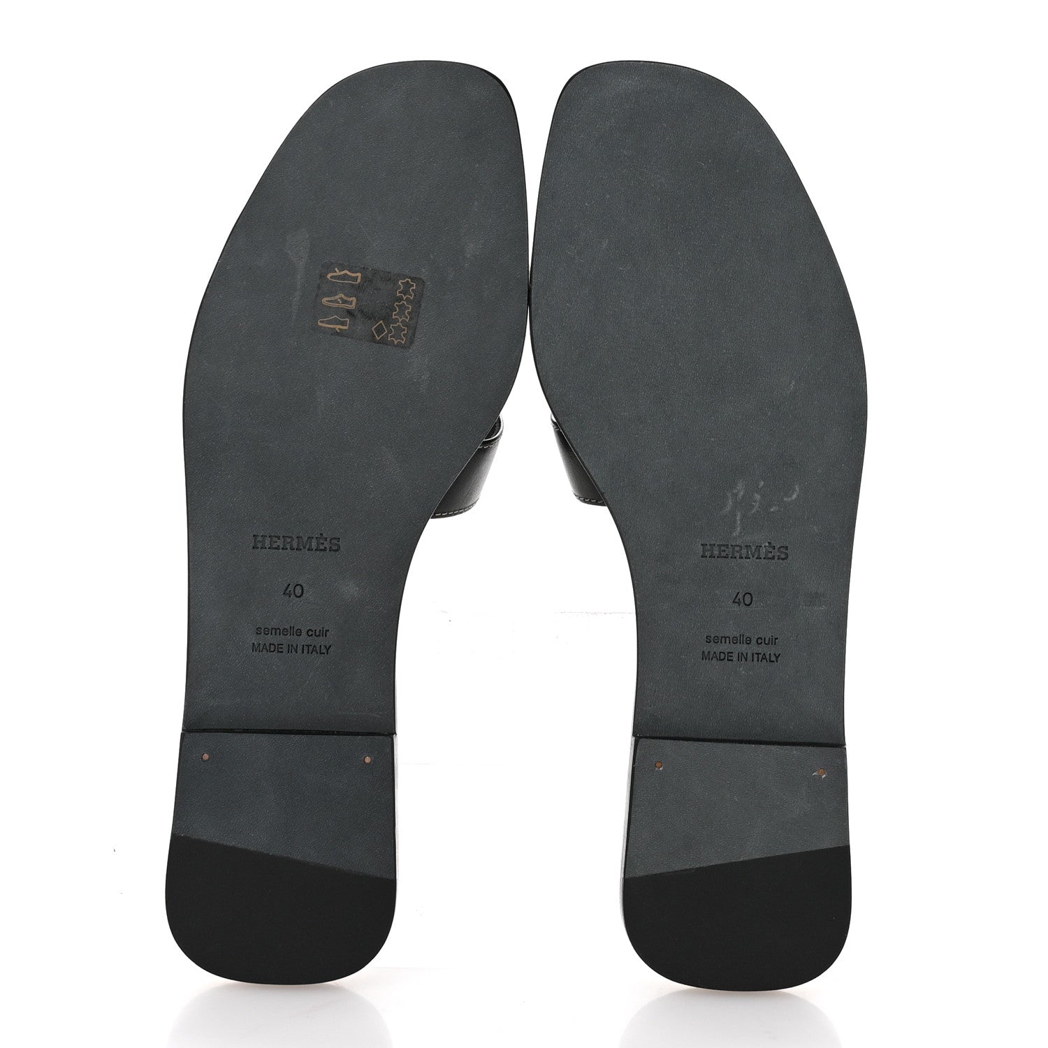 Hermes Box Calfskin Oran Sandals 40 Black 6 of 9