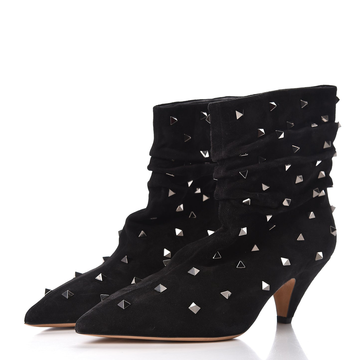 Suede Rockstud Scrunch Ankle Booties 41 Black