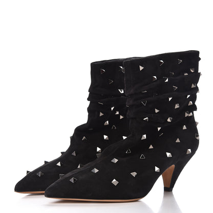 Valentino Garavani Suede Rockstud Scrunch Ankle Booties 41 Black 3 of 8