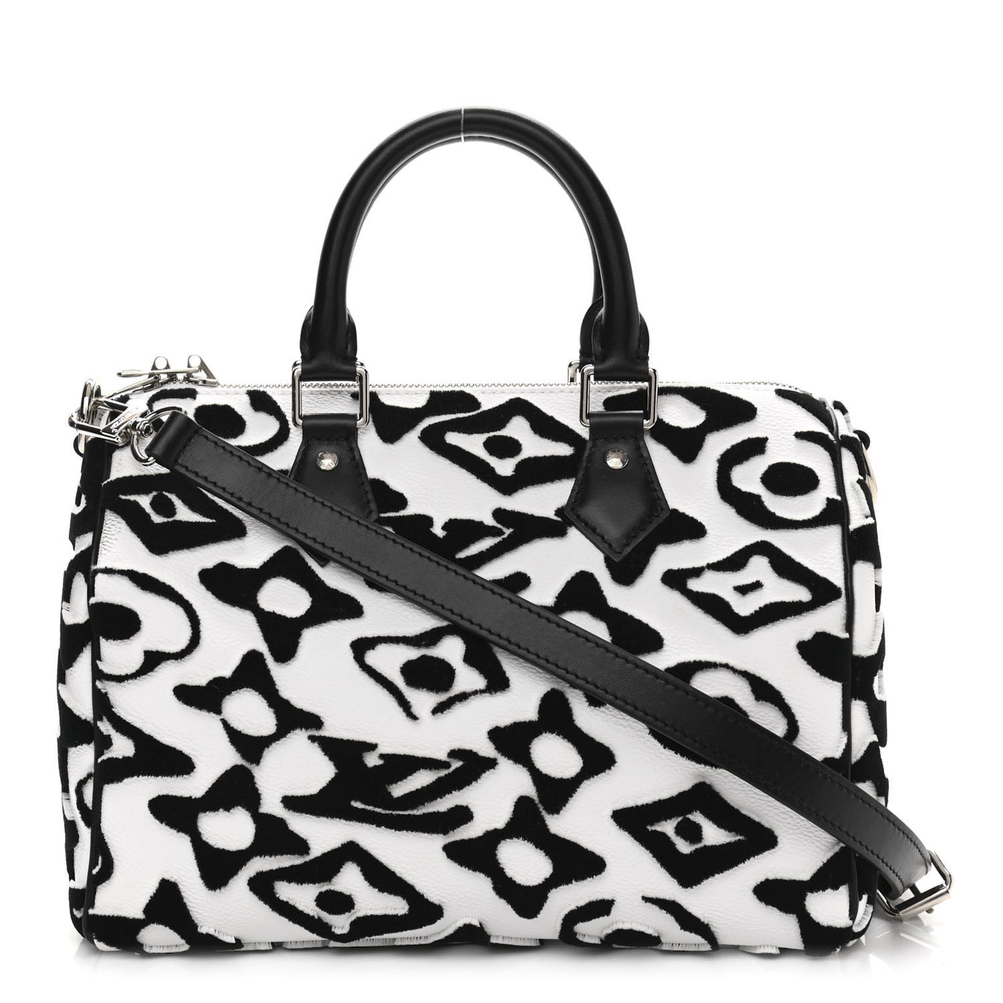 X UF Tufted Monogram Speedy Bandouliere 25 White Black