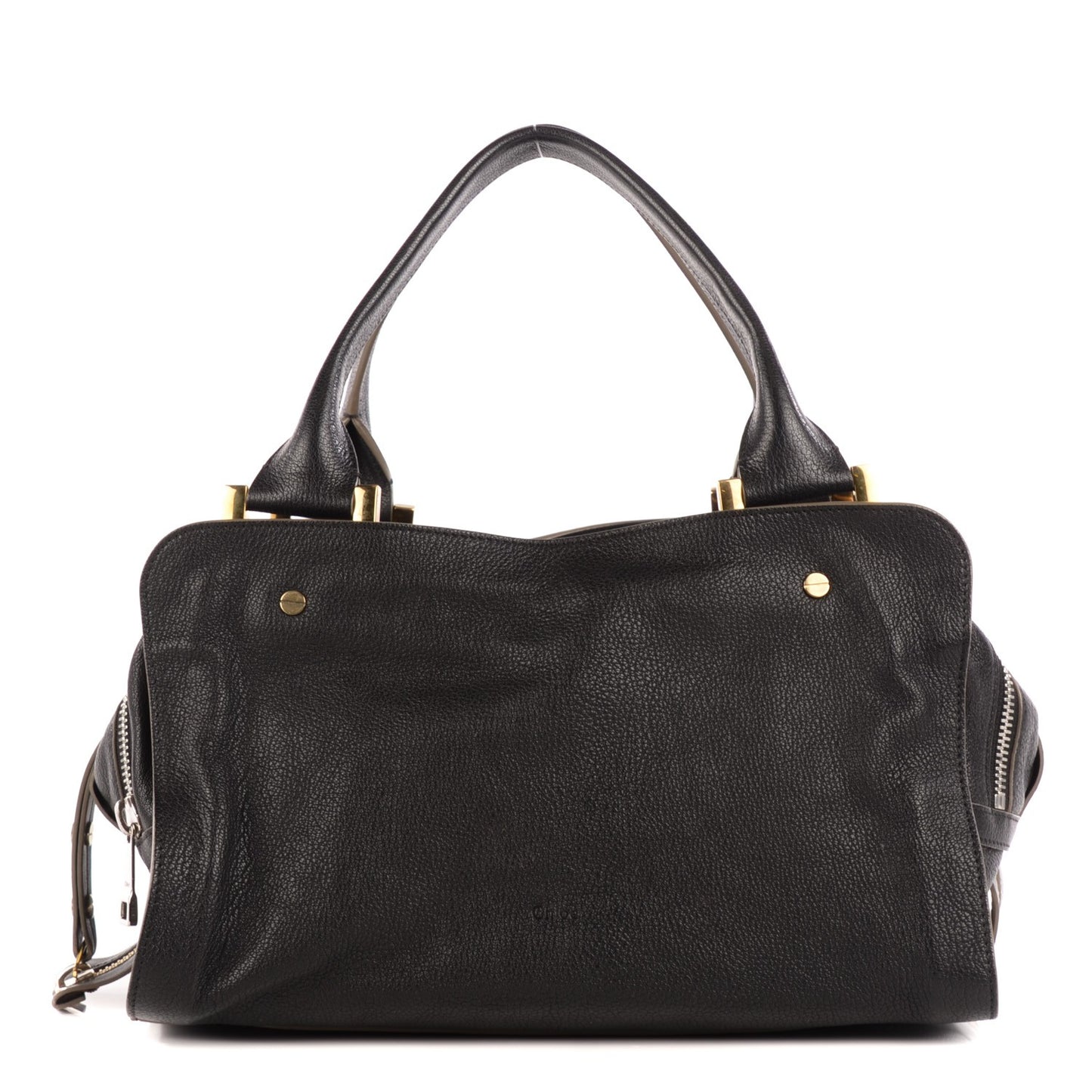 Grained Goatskin Large Dalston Satchel Black