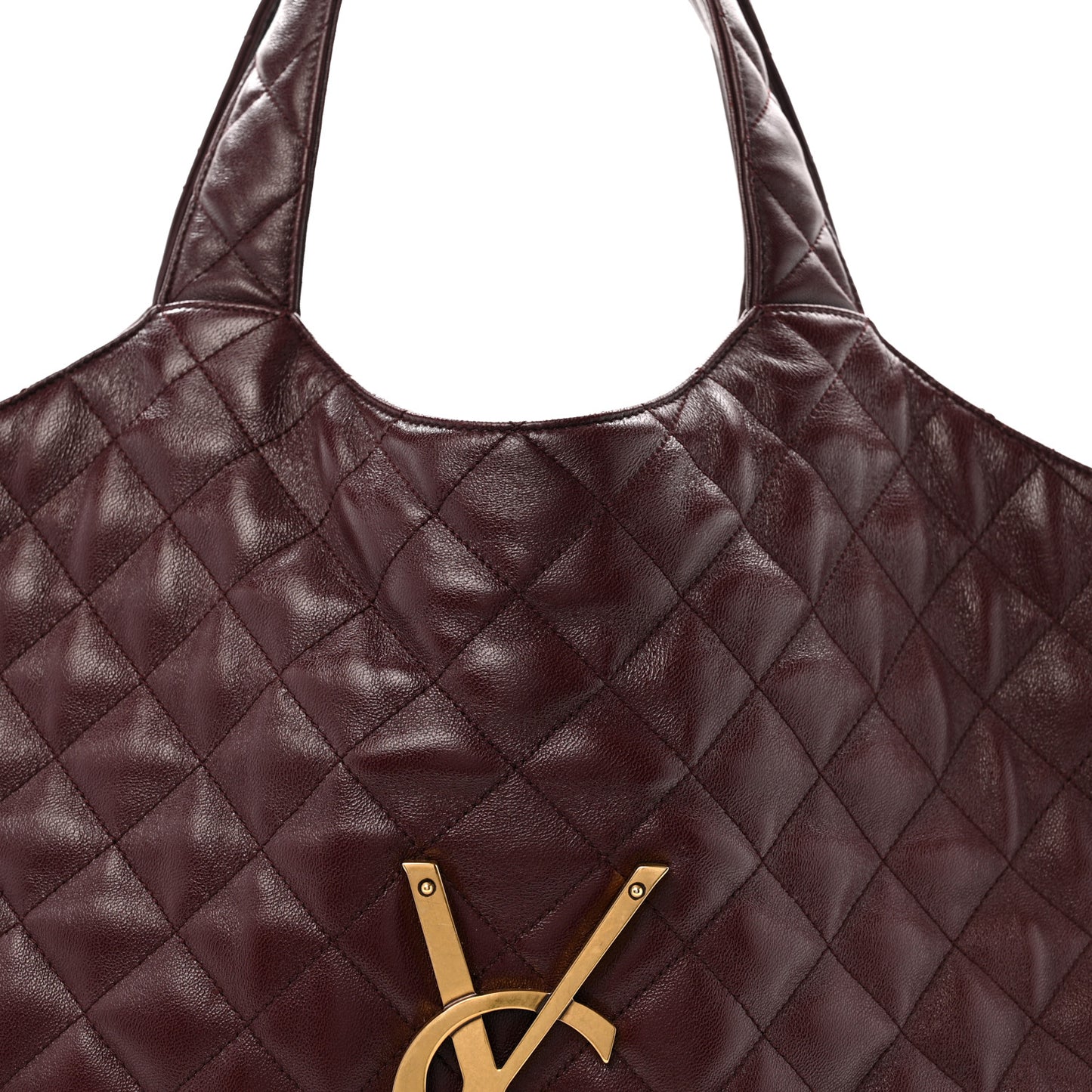 Lambskin Quilted Maxi Icare Shopping Tote Hot Wine