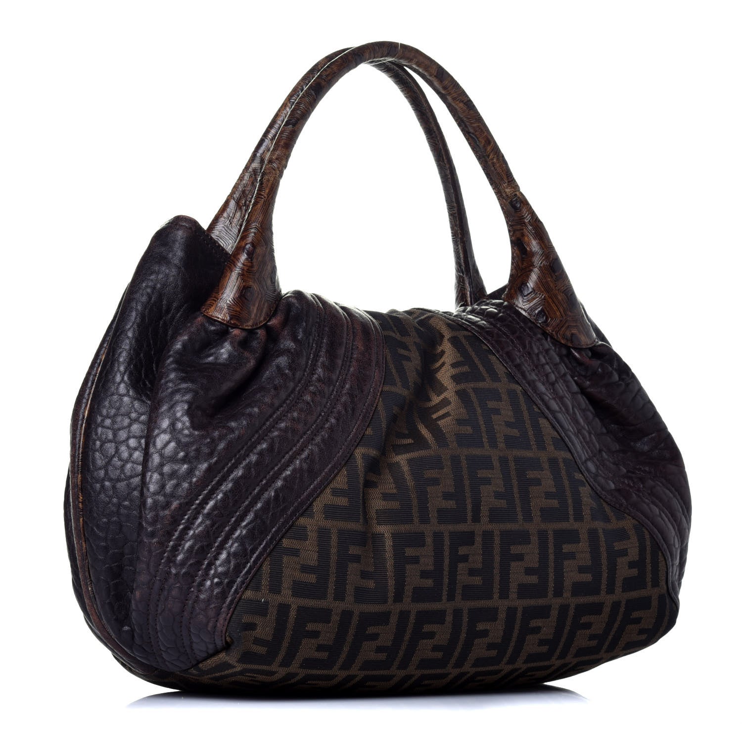 Fendi Zucca Nappa Nuvolata Vitello Tortuga Spy Tobacco Moro 3 of 9
