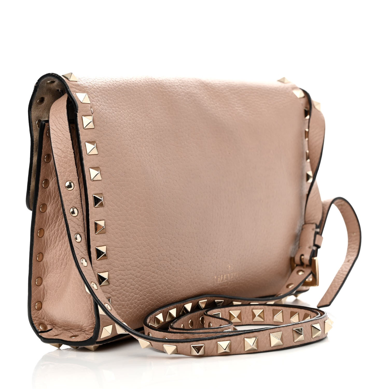 Valentino Garavani Pebbled Calfskin Medium Rockstud Flip Lock Crossbody Bag Poudre 3 of 11