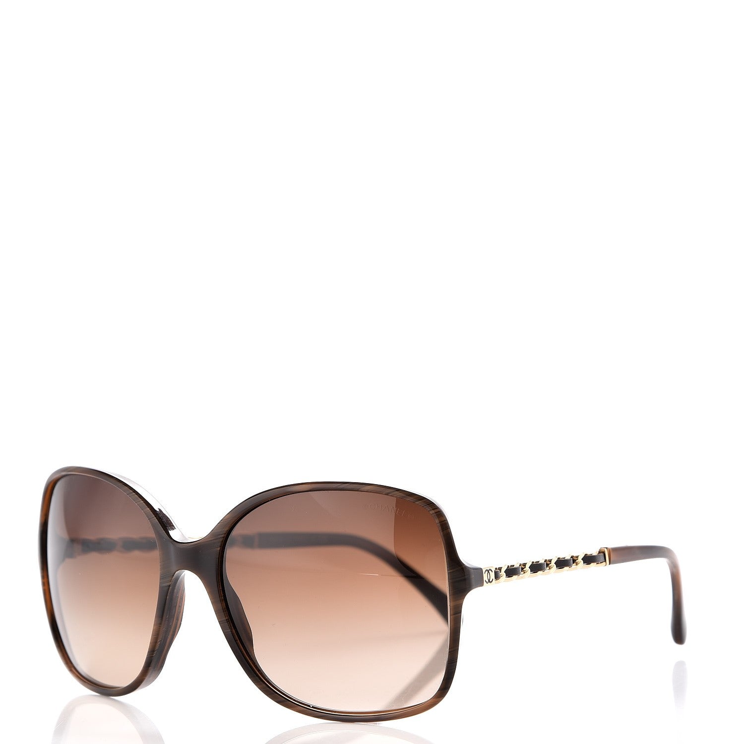 Chanel Acetate Metal Lambskin Chain Square Sunglasses 5210-Q Brown 1 of 8