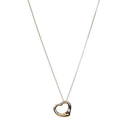 Tiffany 18K Yellow Gold Yellow Diamond 16mm Elsa Peretti Open Heart Pendant Necklace 1 of 7