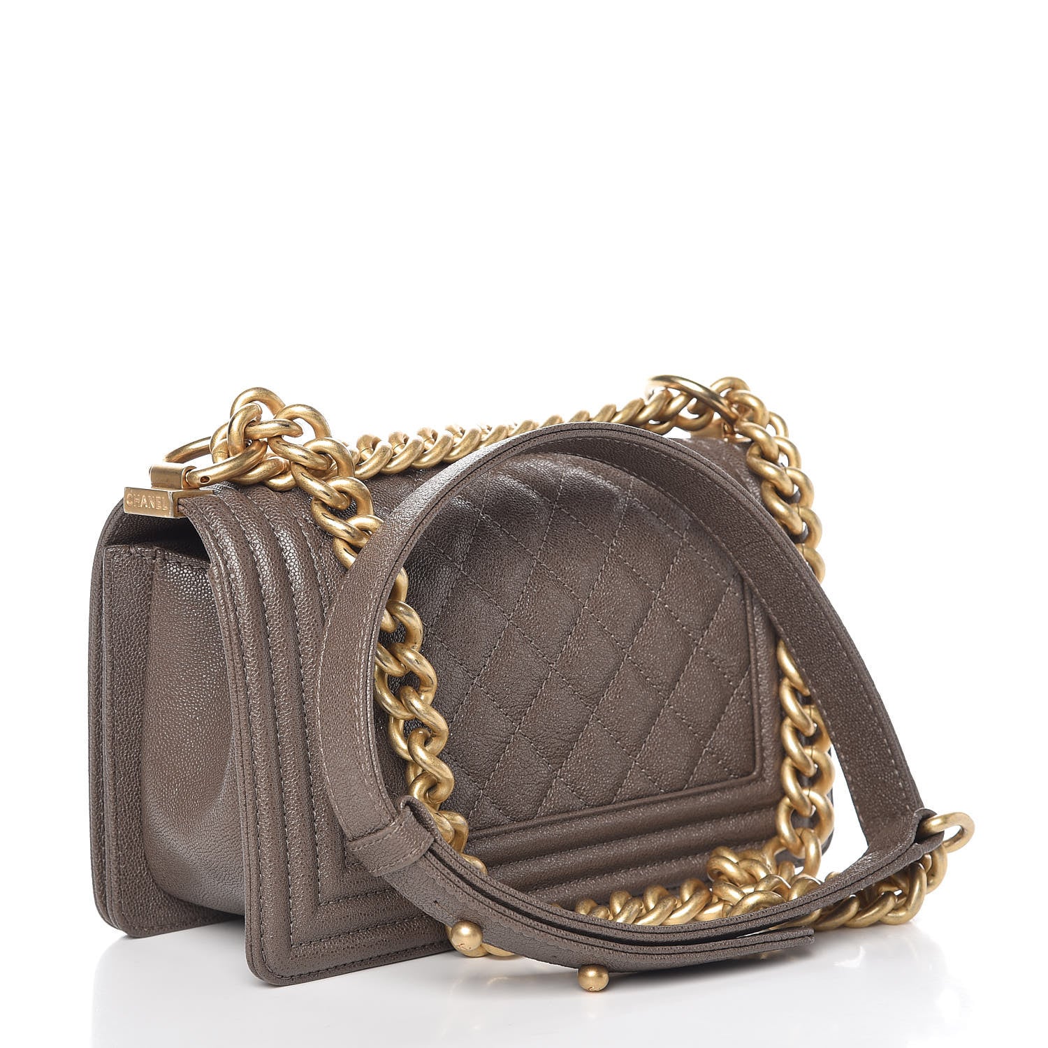 Chanel Caviar Quilted Small Boy Flap Khaki 3 of 10