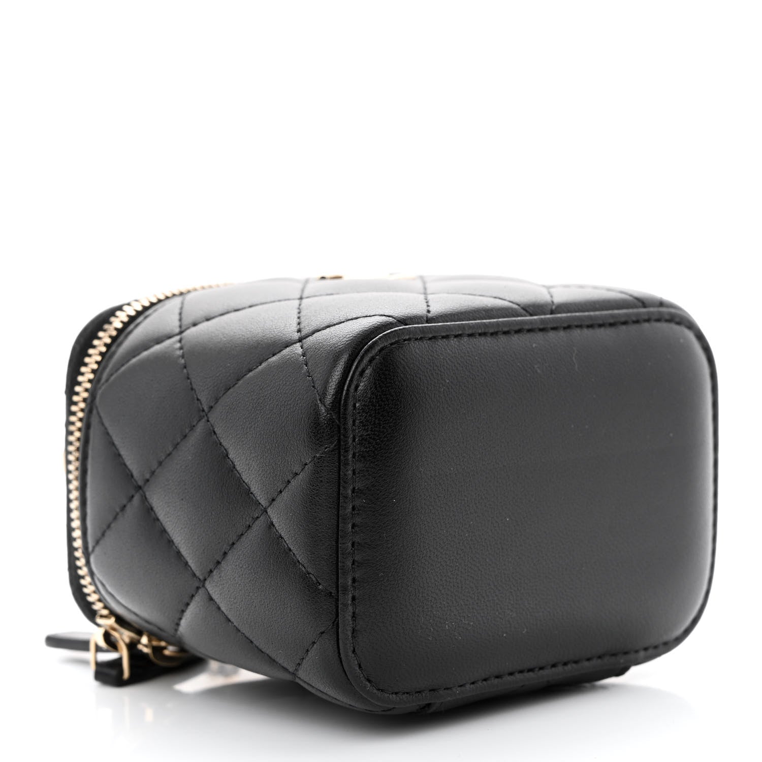 Chanel Lambskin Quilted Top Handle Mini Vanity Case With Chain Black 4 of 11
