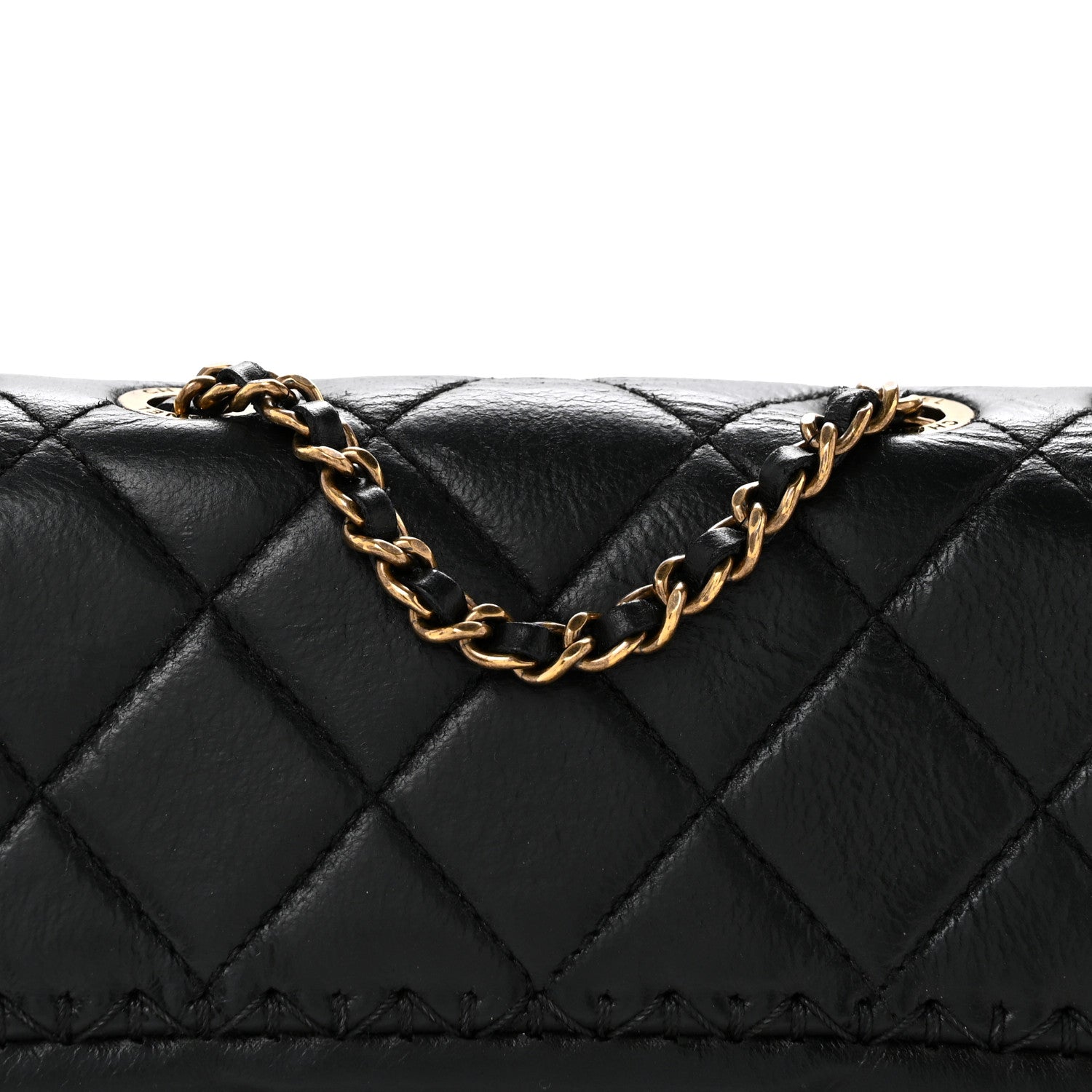 Chanel Crumpled Calfskin Whipstich Quilted Single Black 8 of 12