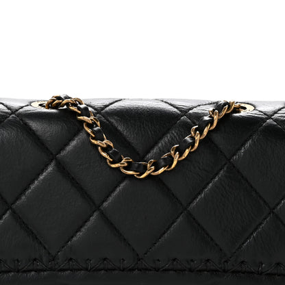 Chanel Crumpled Calfskin Whipstich Quilted Single Black 8 of 12