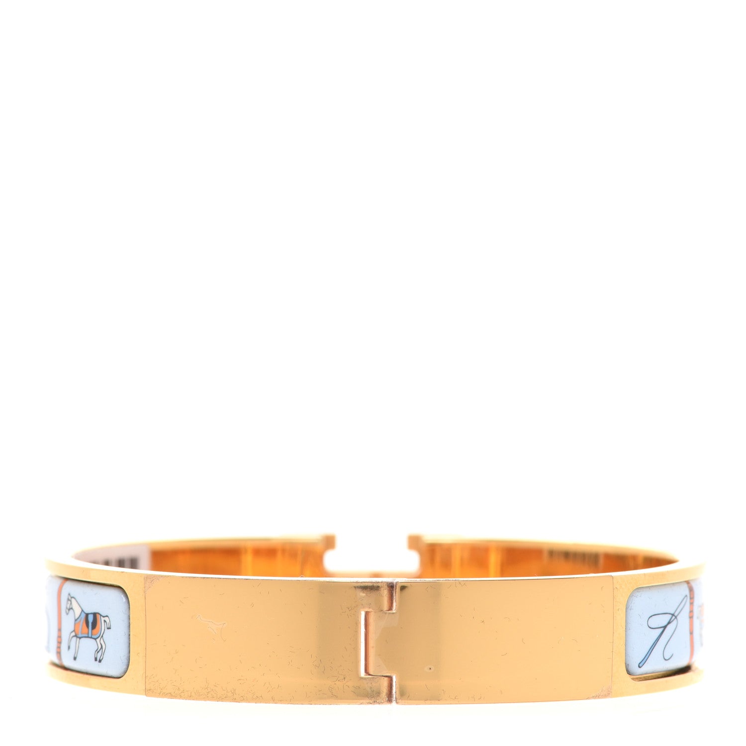 Hermes Enamel Printed Narrow Couvertures et Tenues de Jour GM Orange Blue 3 of 6