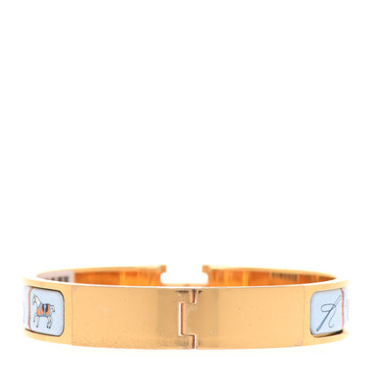 Hermes Enamel Printed Narrow Couvertures et Tenues de Jour GM Orange Blue 3 of 6