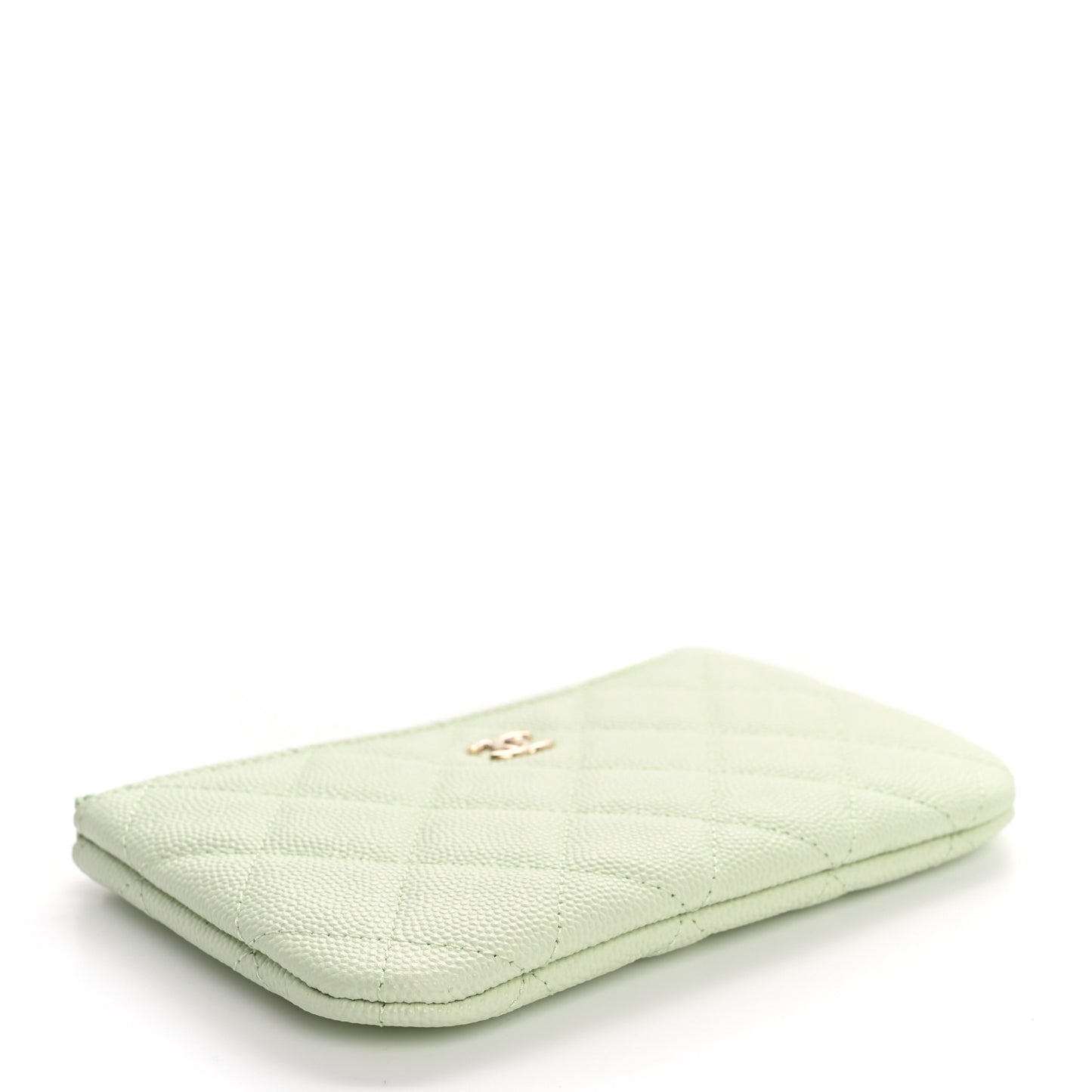 Caviar Quilted Small Cosmetic Case Light Green