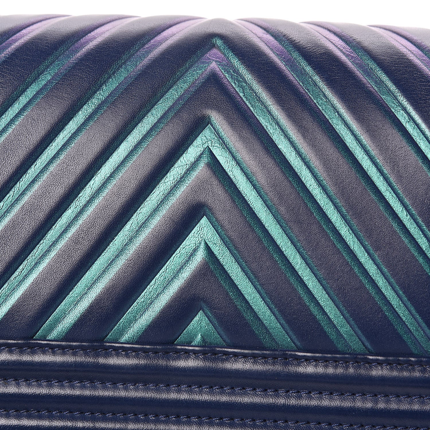 Chanel Calfskin Painted Chevron Embossed Small Boy Flap Dark Blue 11 of 18