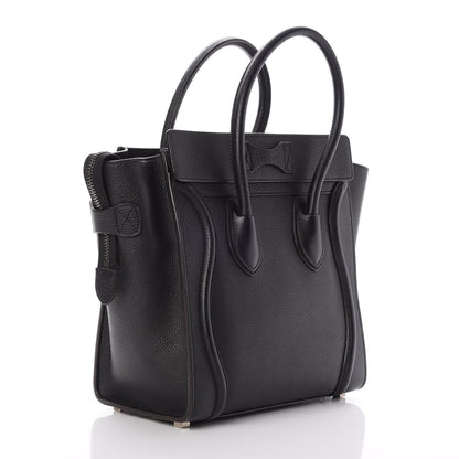 Celine Drummed Calfskin Micro Luggage Black 3 of 8