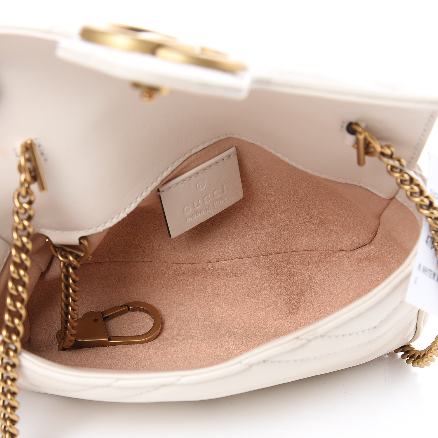 Gucci Calfskin Matelasse Super Mini GG Marmont Shoulder Bag White 5 of 10