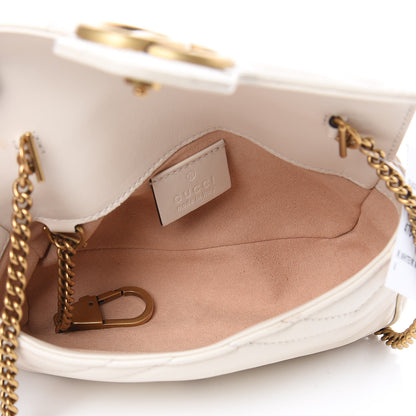 Gucci Calfskin Matelasse Super Mini GG Marmont Shoulder Bag White 5 of 10