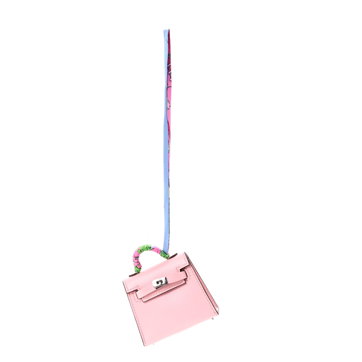Hermes Tadelakt Mini Kelly Twilly Bag Charm Rose Sakura 1 of 5