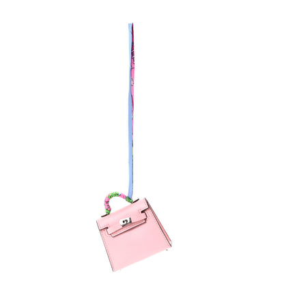 Hermes Tadelakt Mini Kelly Twilly Bag Charm Rose Sakura 1 of 5