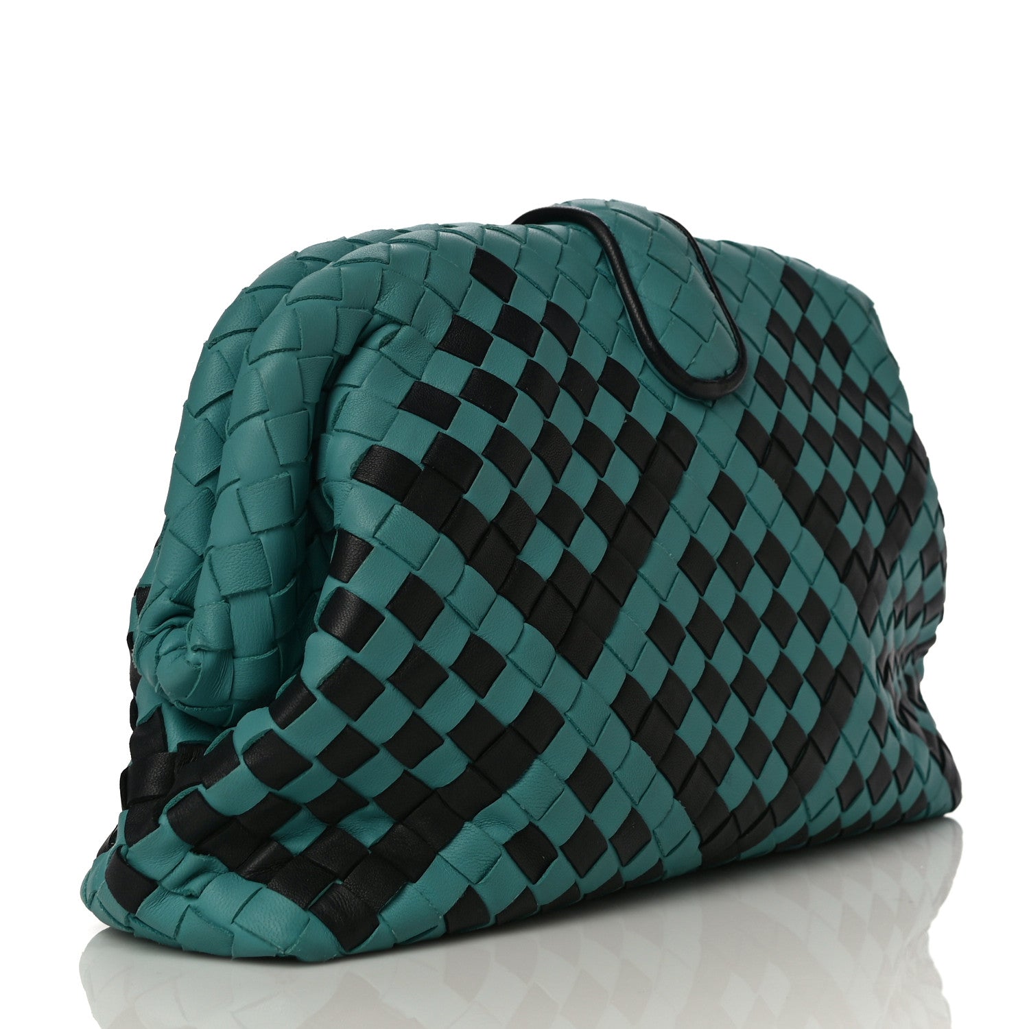 Bottega Veneta Nappa Intrecciato The Lauren 1980 Clutch Aqua Black 3 of 10