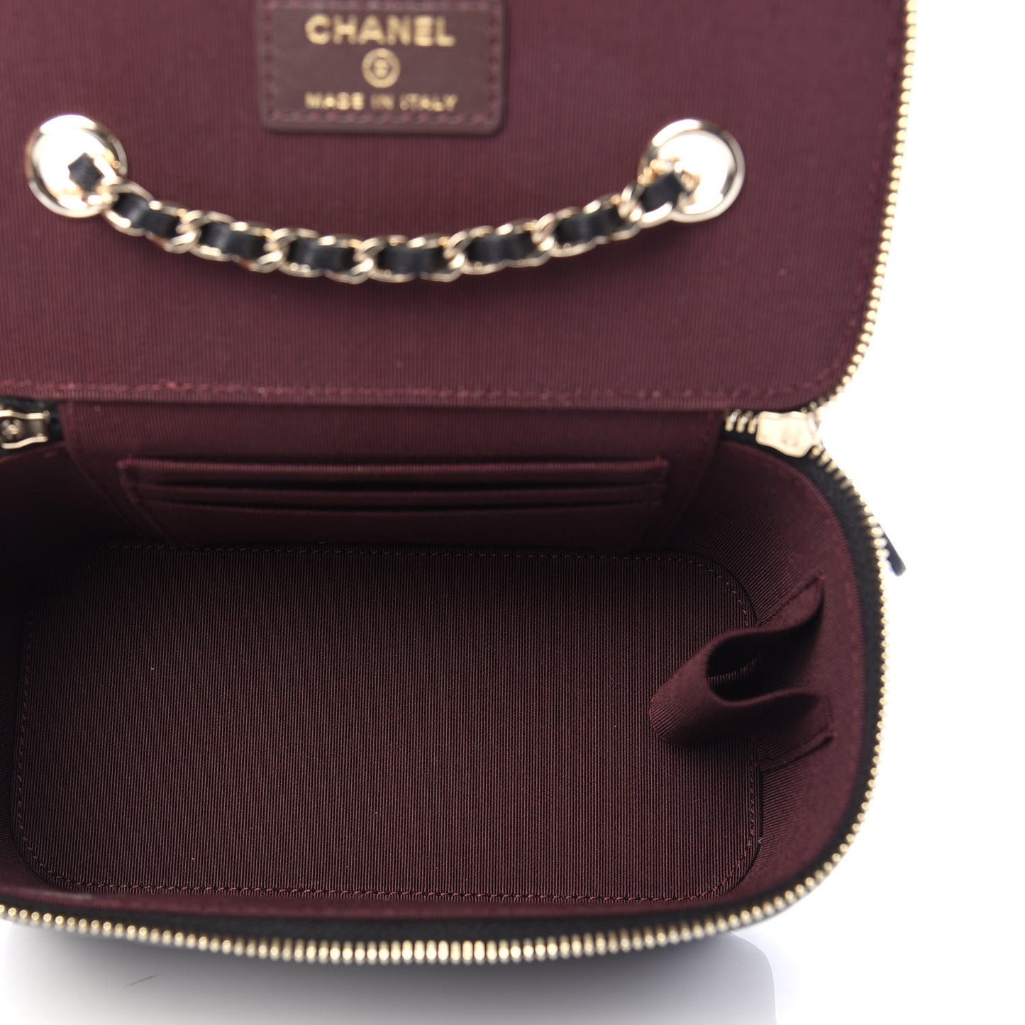 Lambskin Quilted Small Vanity Case With Chain Black