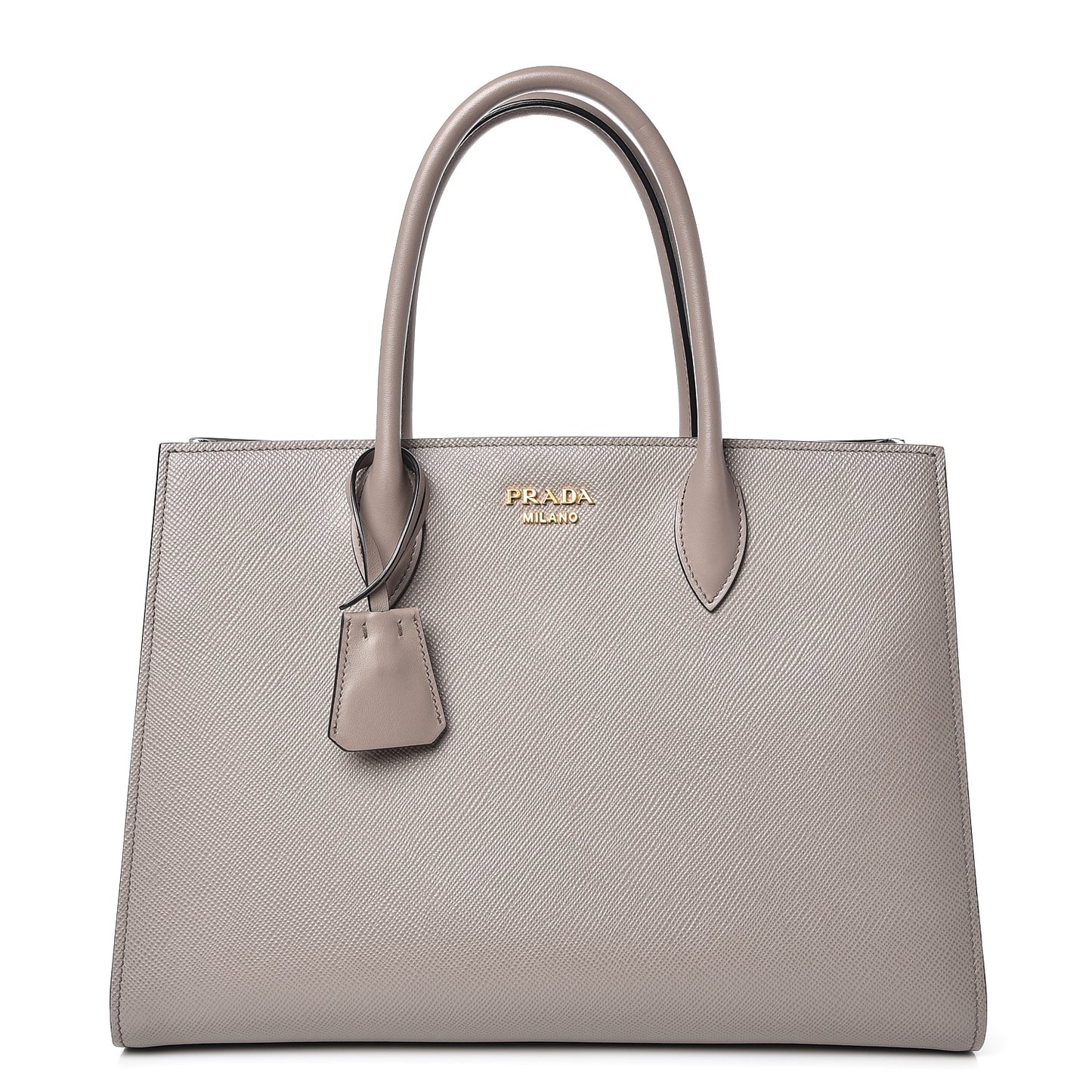 Saffiano Cuir Inverted Pleat Tote Argilla