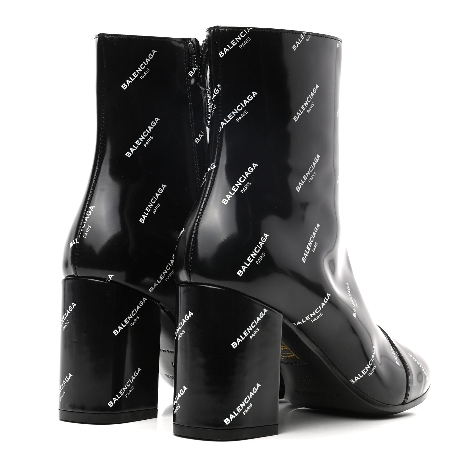 Balenciaga Patent Allover Logo Ankle Boots 37 Black 4 of 8