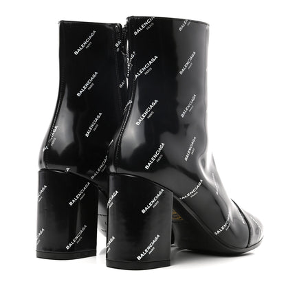 Balenciaga Patent Allover Logo Ankle Boots 37 Black 4 of 8