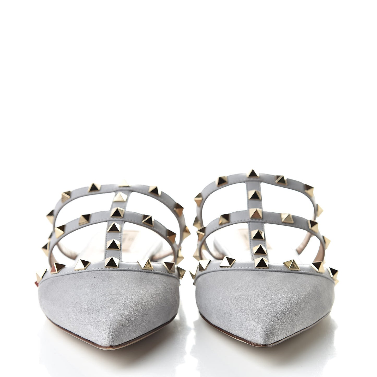 Suede Rockstud Flat Cage Mules 37.5 Pastel Grey