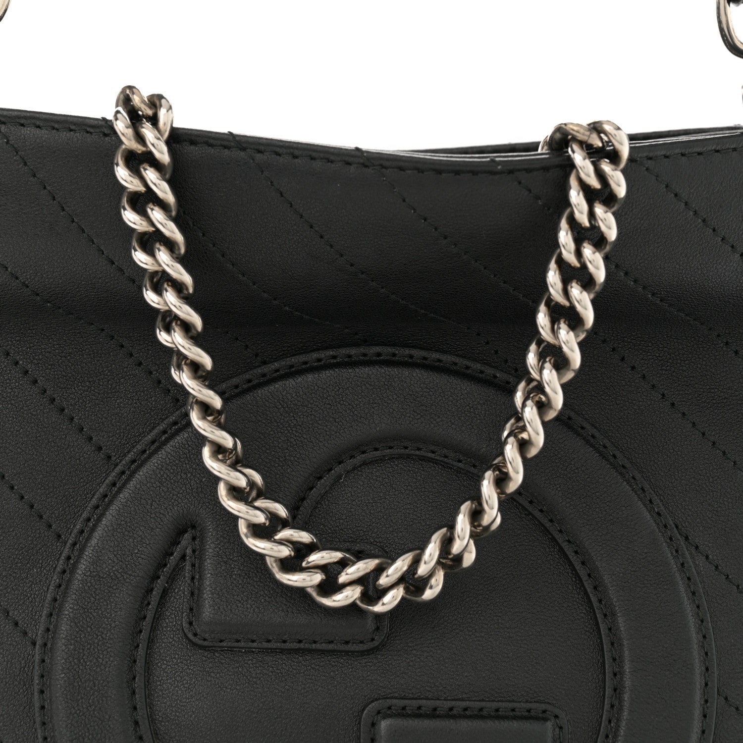 Gucci Sakai Be Green Calfskin Diagonal Stitched Small Blondie Tote Black 9 of 14