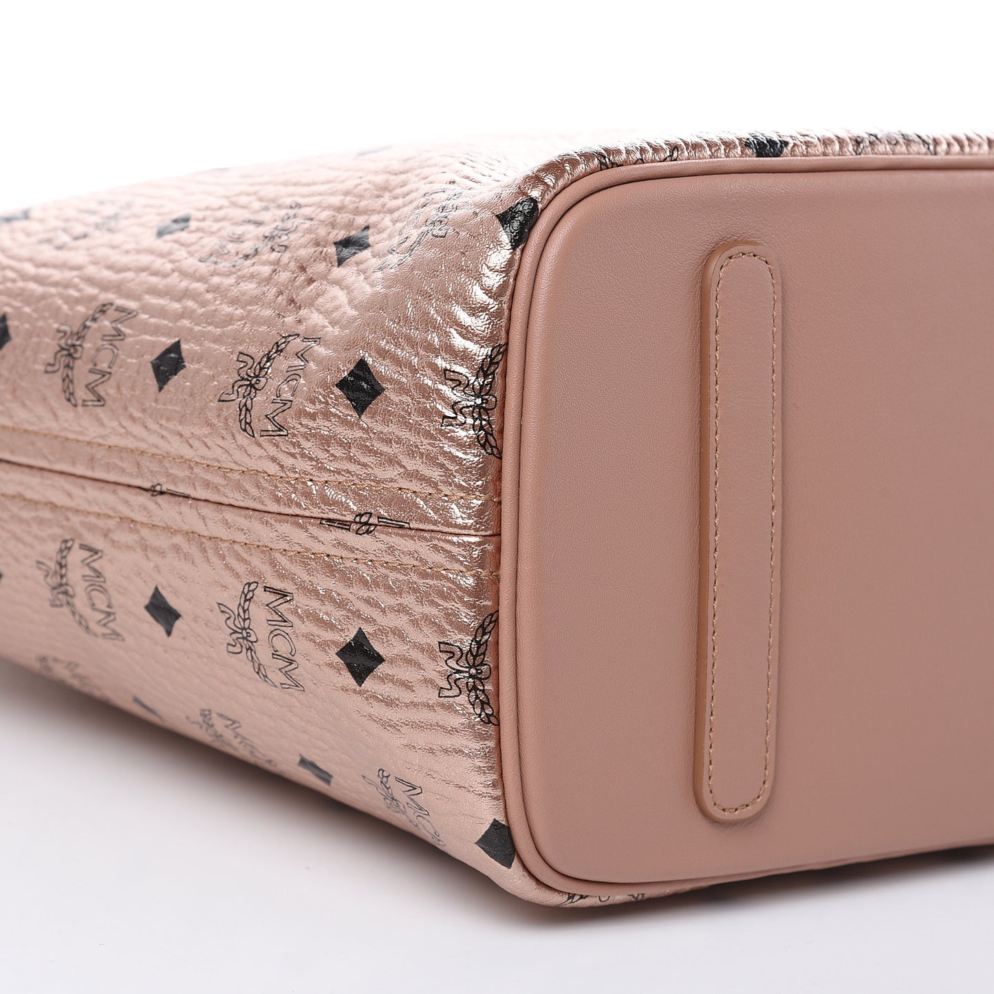Metallic Visetos Medium Shopper Tote Champagne Gold