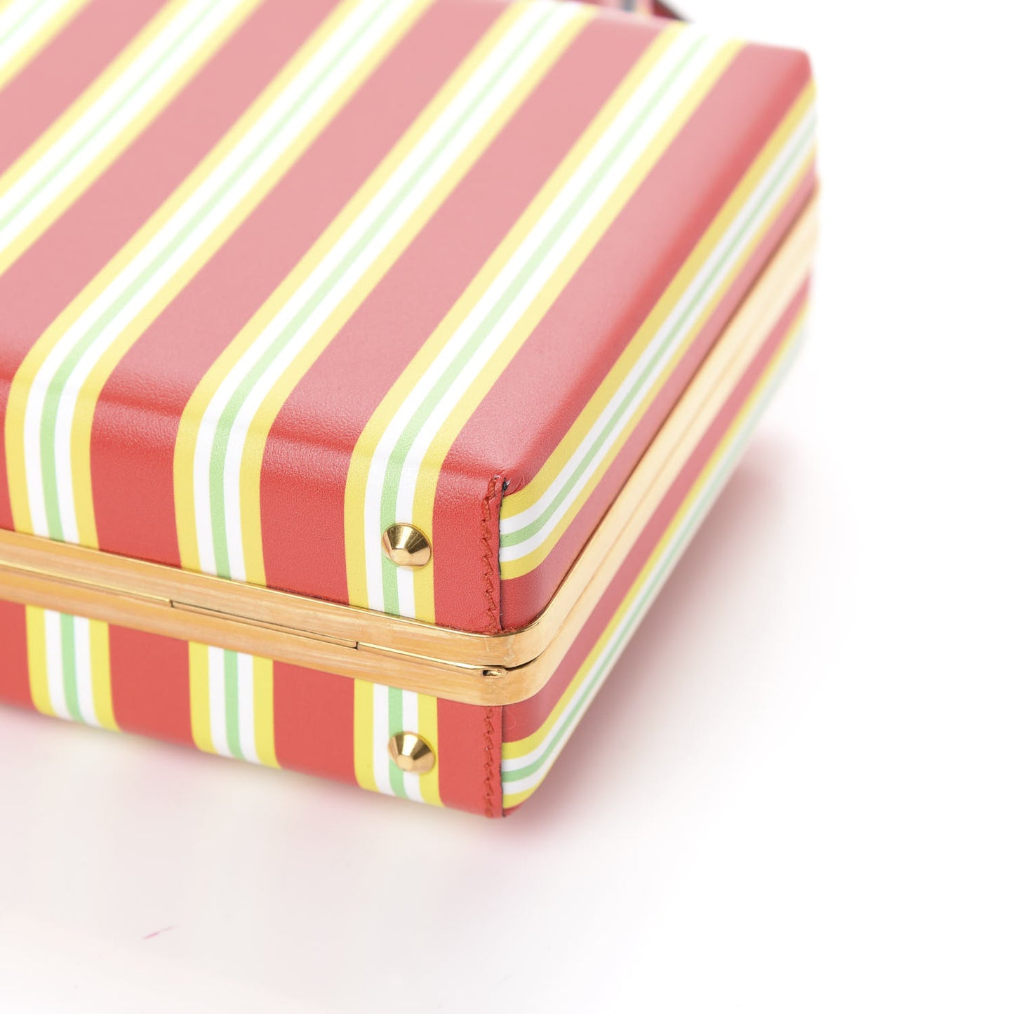 Calfskin Striped Short Handle Bag Rosso