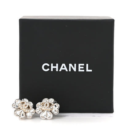 Chanel Metal Crystal CC Clover Heart Earrings Silver Gold 5 of 5
