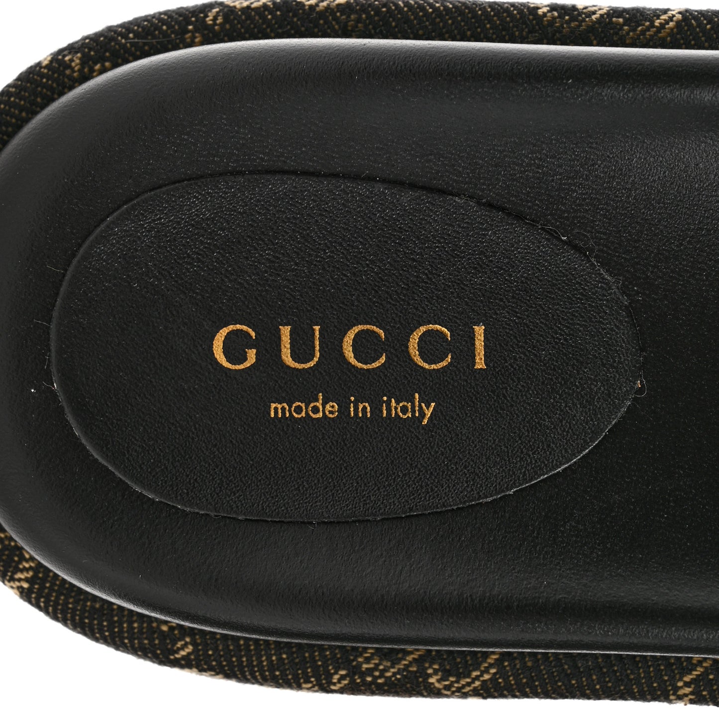 Jacquard Black Denim GG Monogram Angelina Platform 55mm Slide Sandals 36 Black Ivory