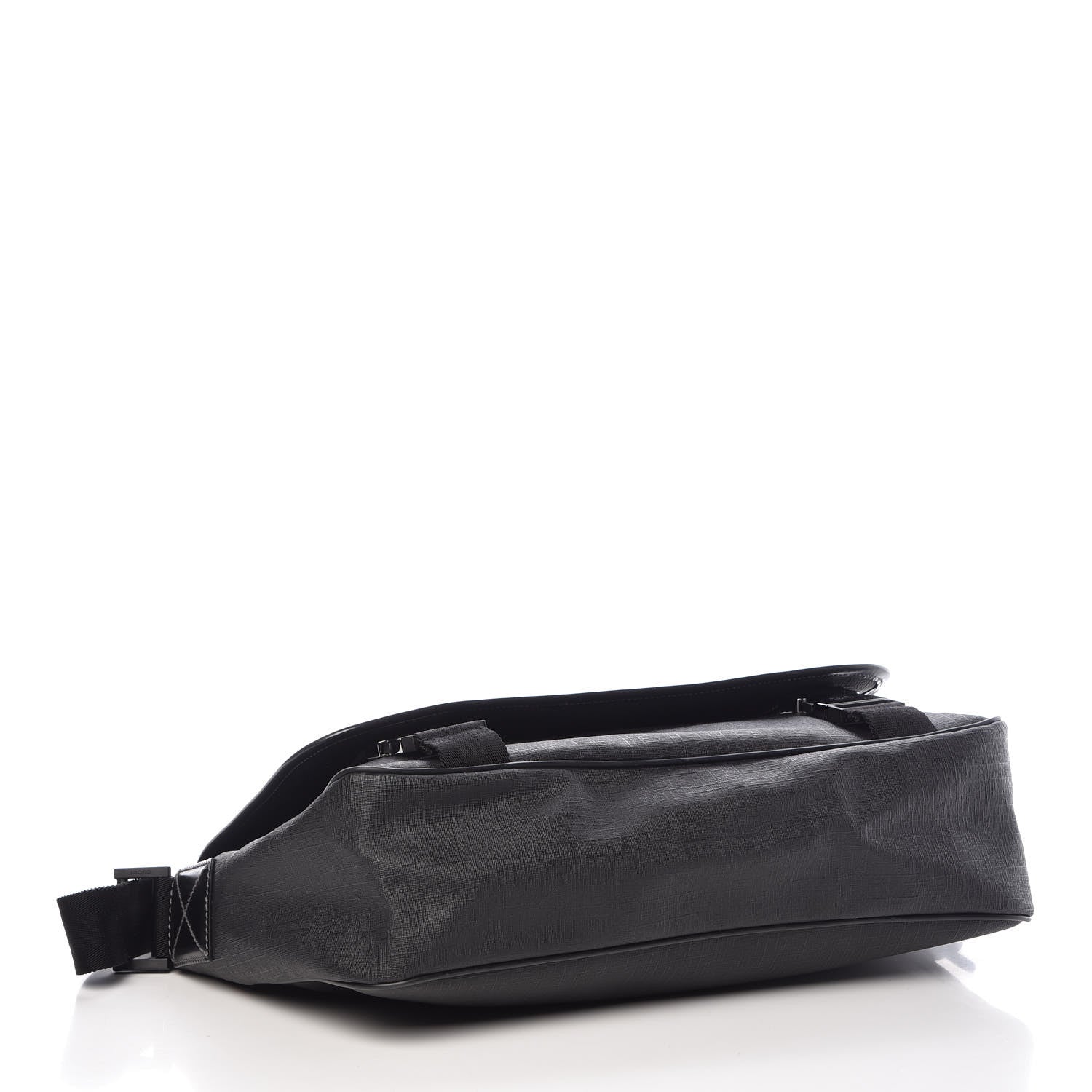 Gucci Coated Canvas Interlocking G Double Buckle Flap Messenger Bag Black 4 of 10
