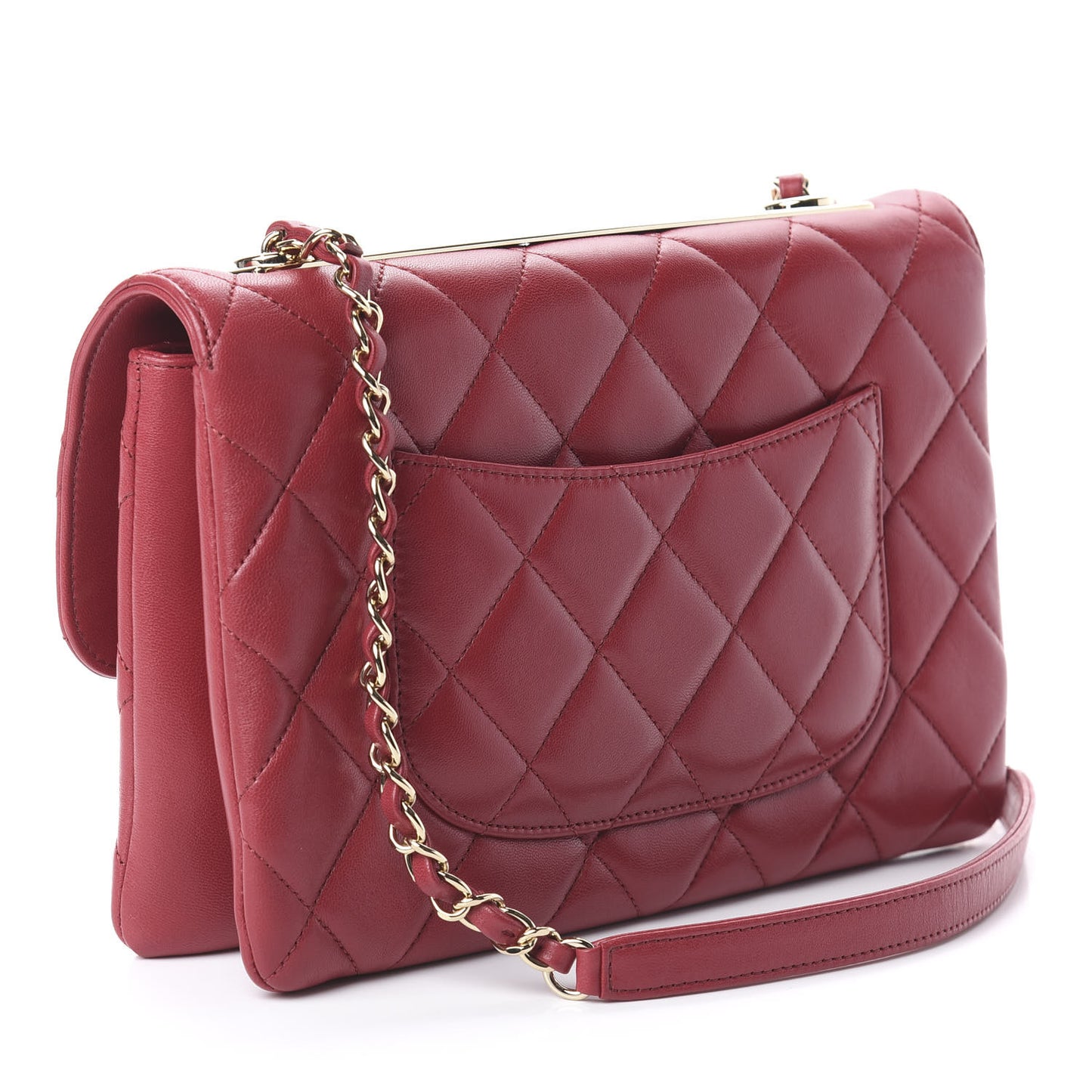 Lambskin Quilted Medium Trendy CC Flap Red