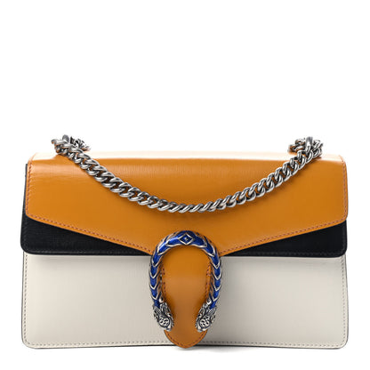 Gucci Azalea Calfskin Enamel Tri-Color Small Dionysus Shoulder Bag Mystic White Sun Oil Black Electric Blue 1 of 4