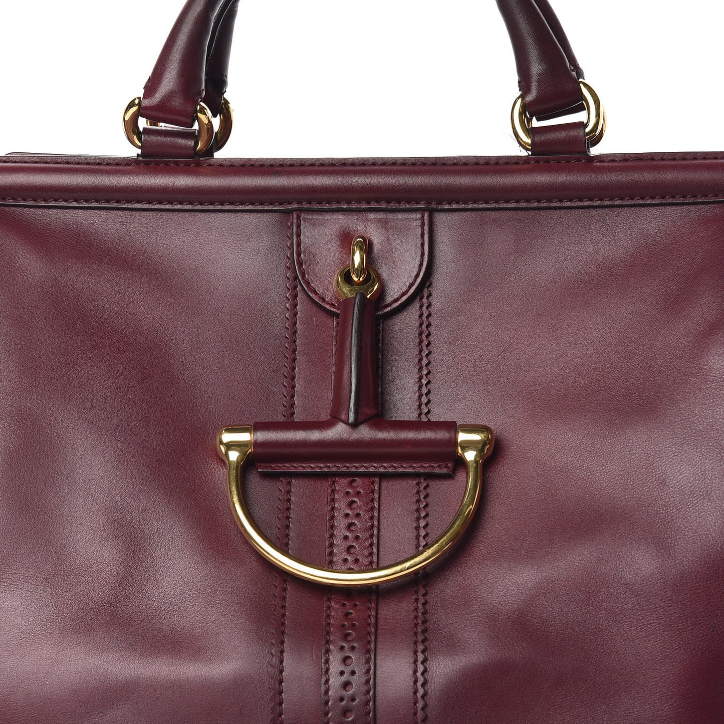 Calfskin Duilio Brogue Top Handle Bag Burgundy