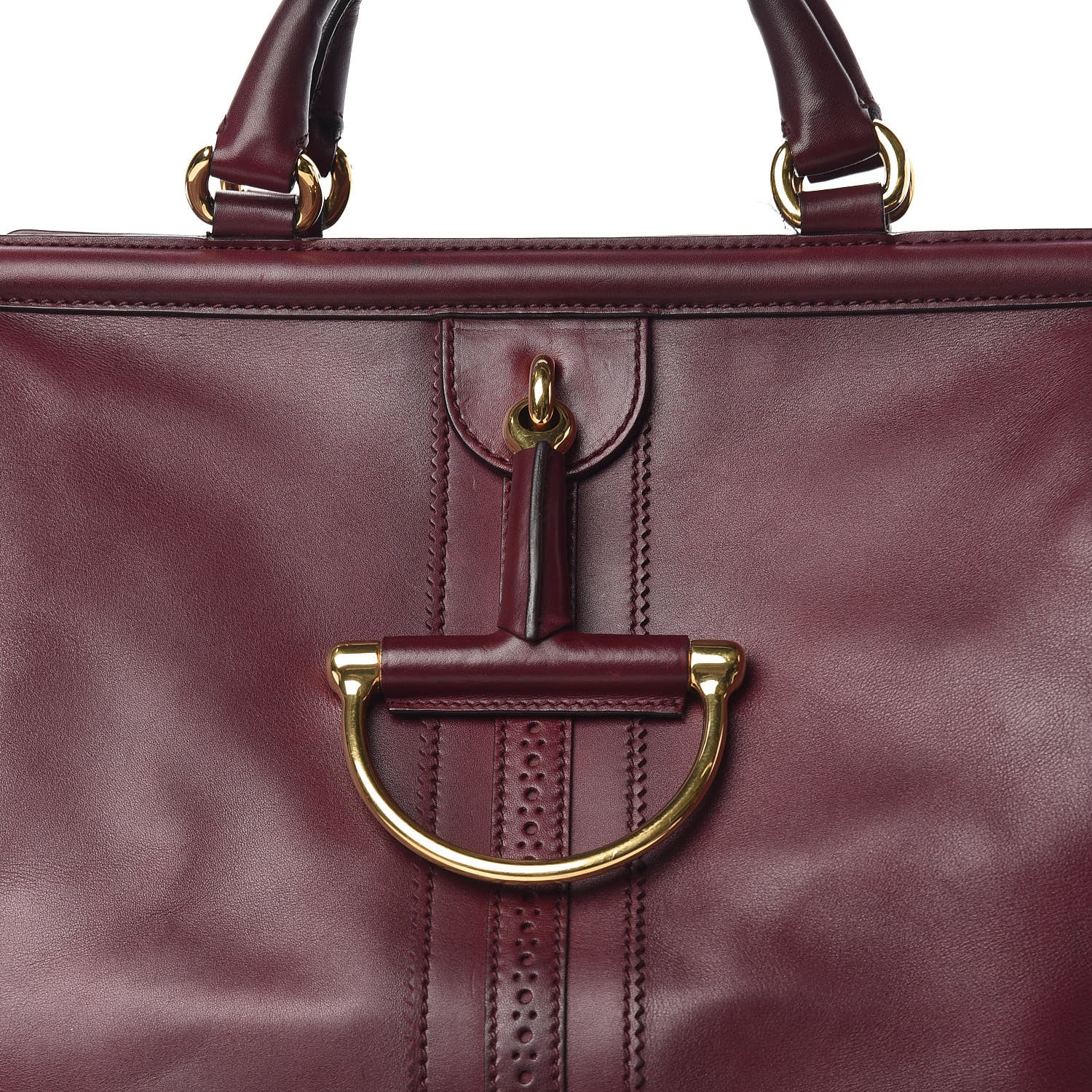 Gucci Calfskin Duilio Brogue Top Handle Bag Burgundy 22 of 22