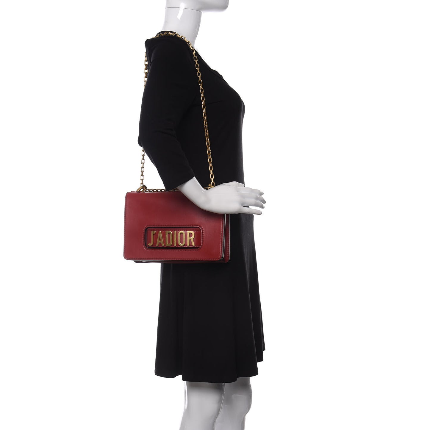 Calfskin J'Adior Chain Flap Bag Red