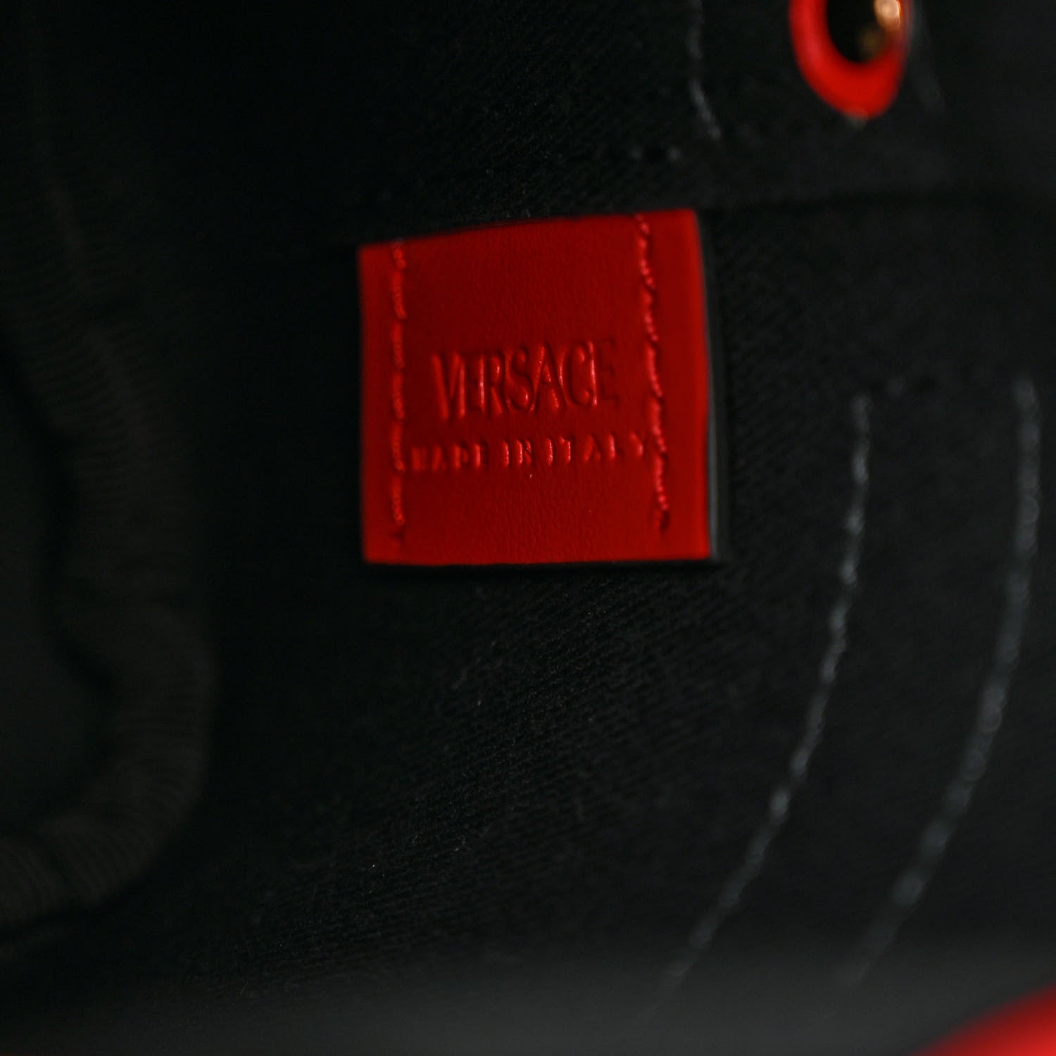 Versace Coated Canvas Calfskin La Greca Signature Mini Bucket Bag Blue Red 6 of 10