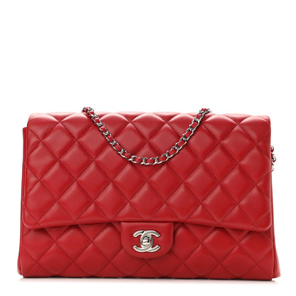Chanel Lambskin Quilted Clutch With Chain Flap Red 1 of 10