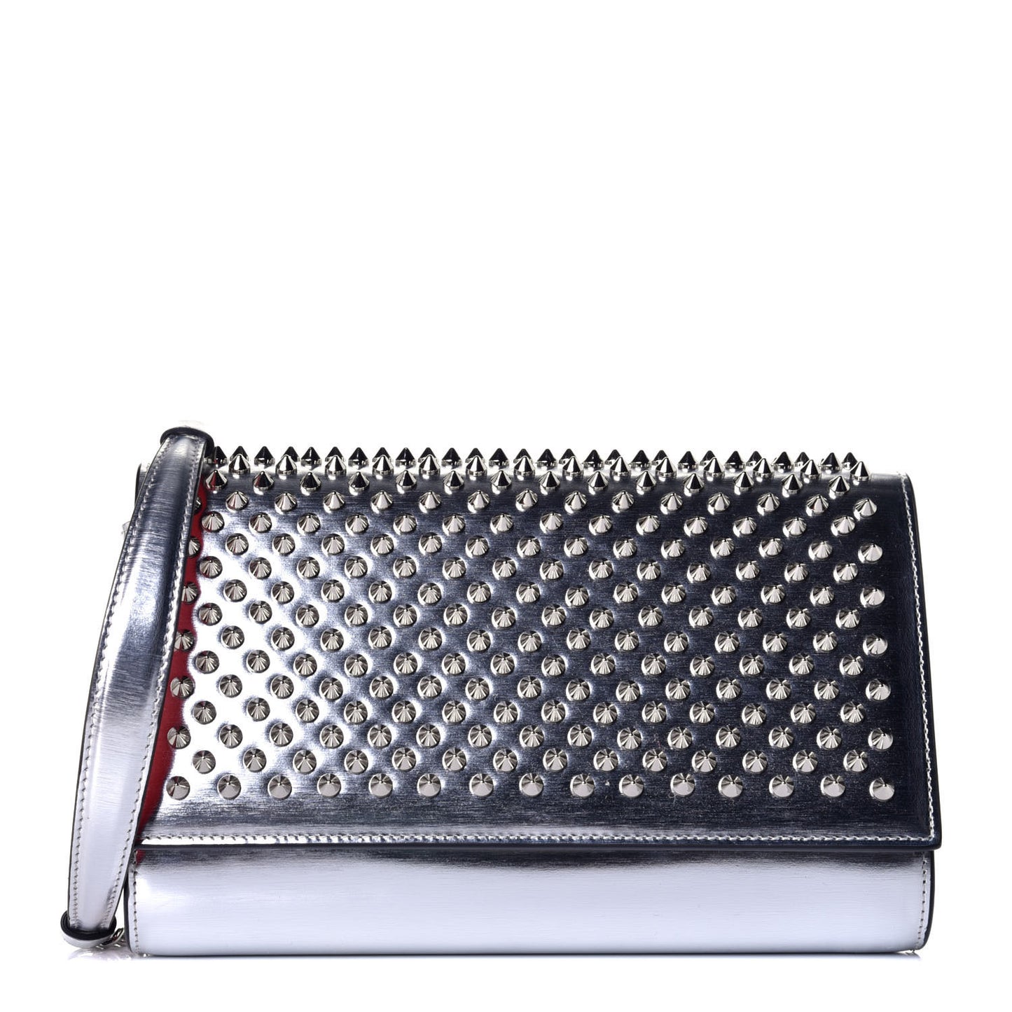 Metallic Calfskin Spikes Multimetal Paloma Clutch Silver