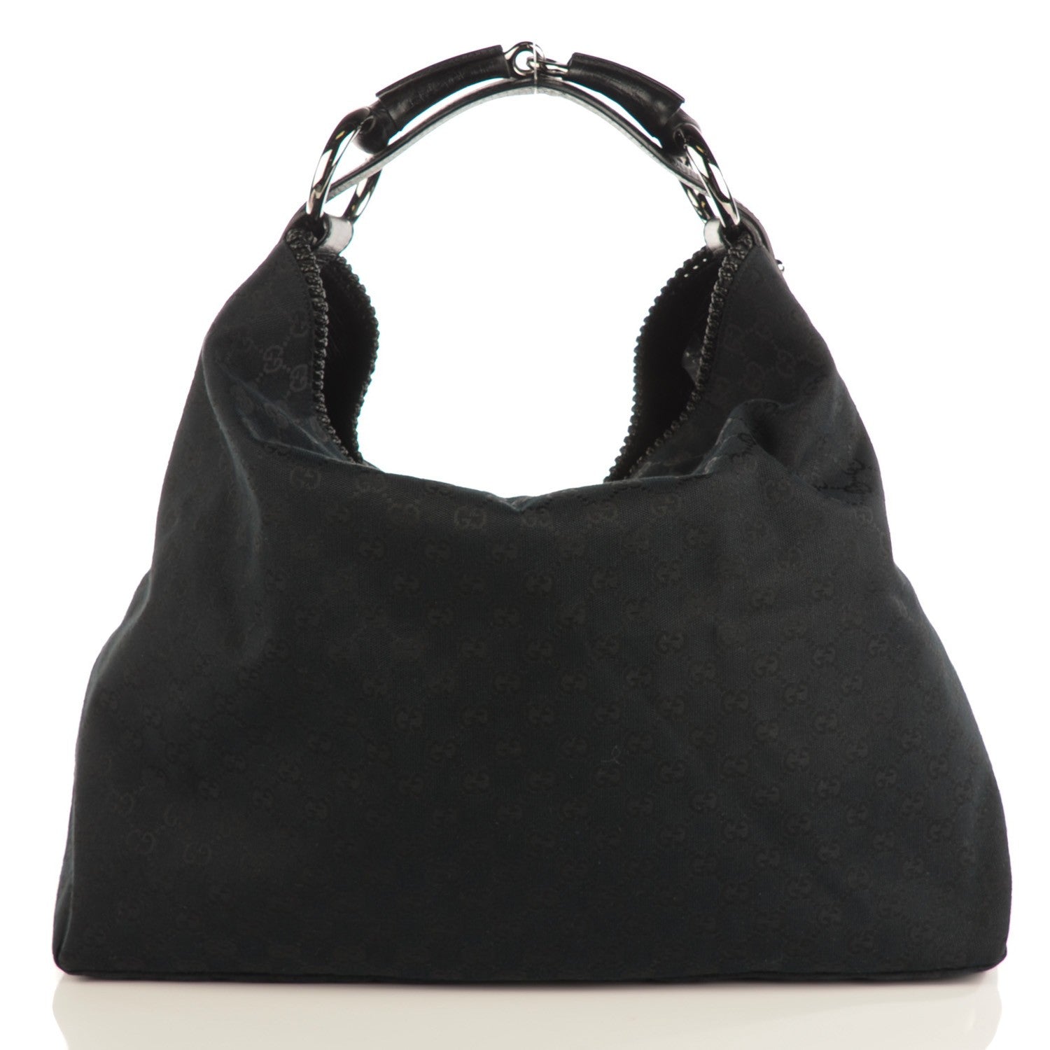Gucci Monogram Large Horsebit Chain Hobo Black 1 of 7