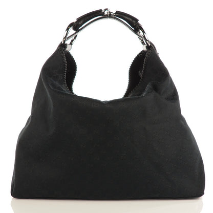 Gucci Monogram Large Horsebit Chain Hobo Black 1 of 7