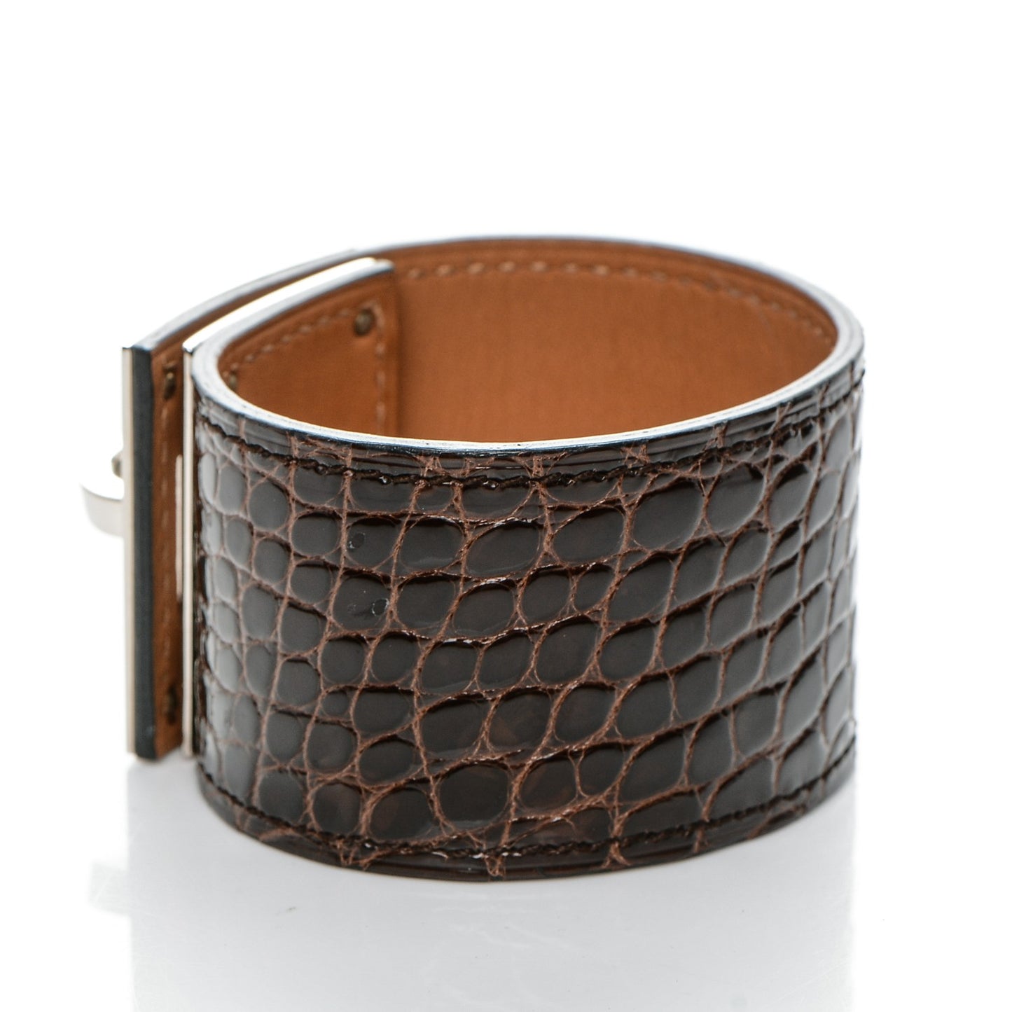 Shiny Alligator Kelly Dog Cuff Havanne
