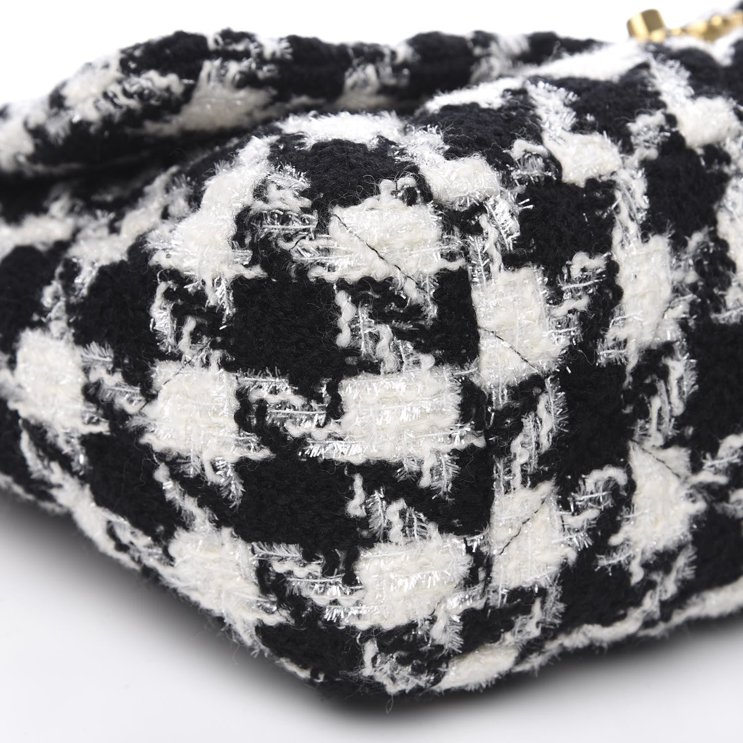 Chanel Tweed Quilted Maxi 19 Flap Black Ecru White 9 of 11